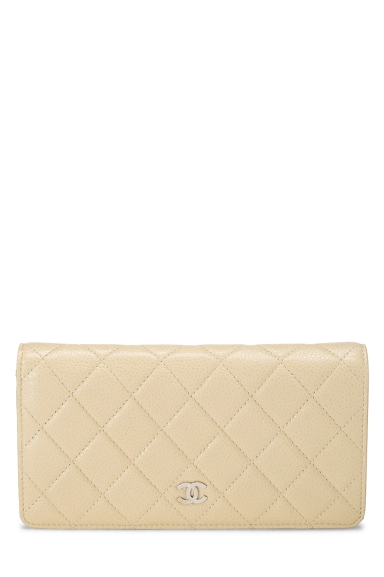 Beige Caviar Classic Long Flap Wallet, , large image number 0