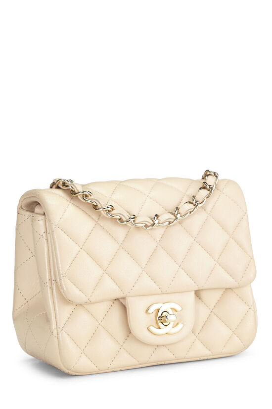 Beige Quilted Lambskin Classic Square Flap Mini, , large image number 2