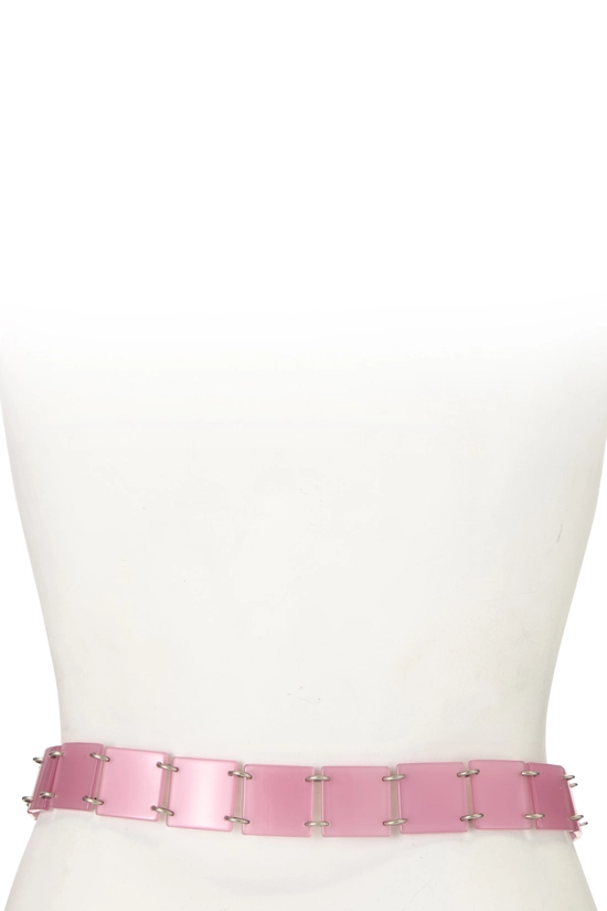 Pre-Owned Pink Acrylic 'CC' Tile Belt Q6A8H600PB000