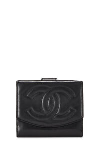 Chanel Black Caviar 'CC' Compact Wallet Q6A1O40FKB015