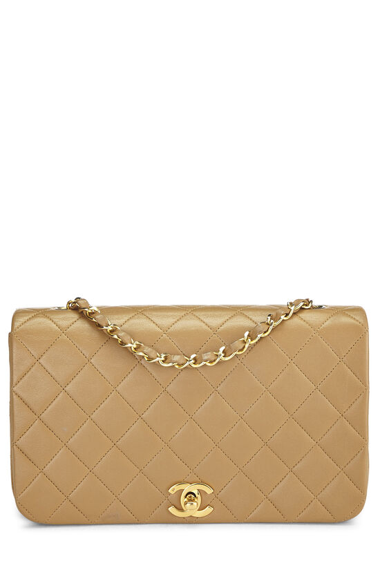 Beige Quilted Lambskin Full Flap Small, , large image number 0