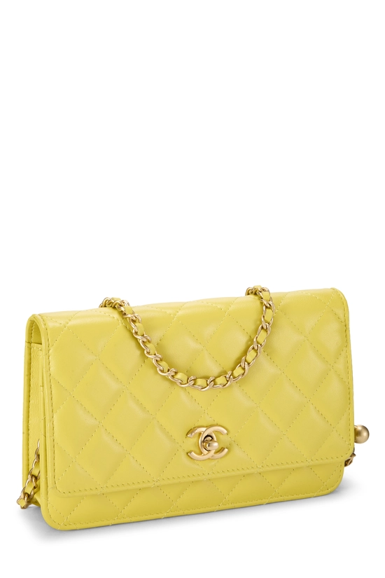 Yellow Quilted Lambskin Pearl Crush Wallet On Chain (WOC), , large image number 1