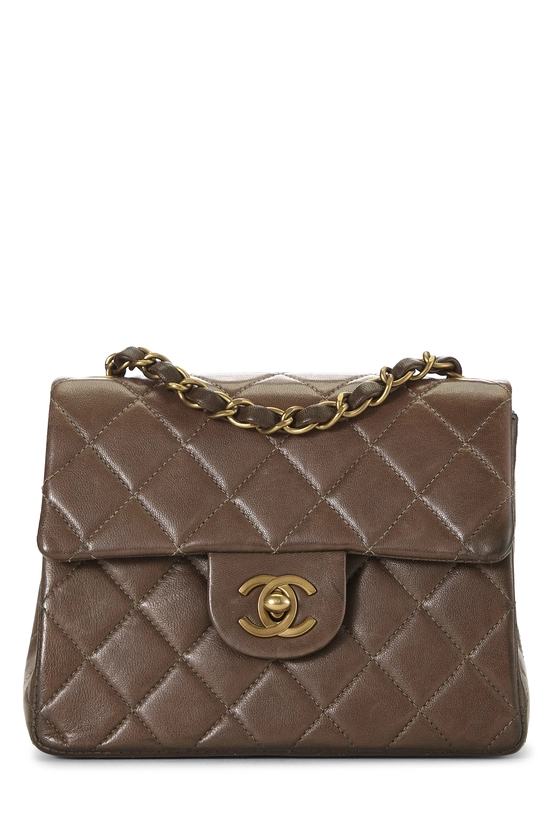 Brown Quilted Lambskin Half Flap Mini, , large image number 0