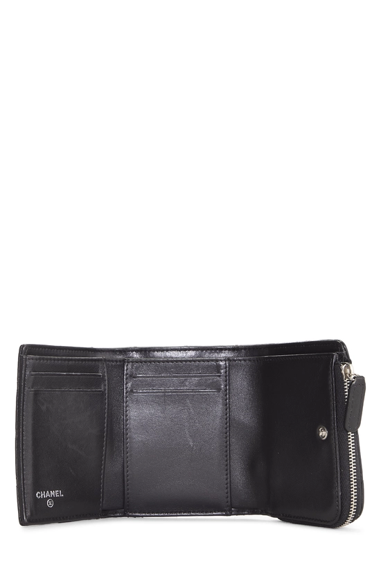 Black Quilted Lambskin Compact Wallet, , large image number 3