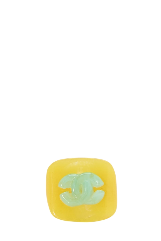 Yellow Acrylic 'CC' Ring, , large image number 1