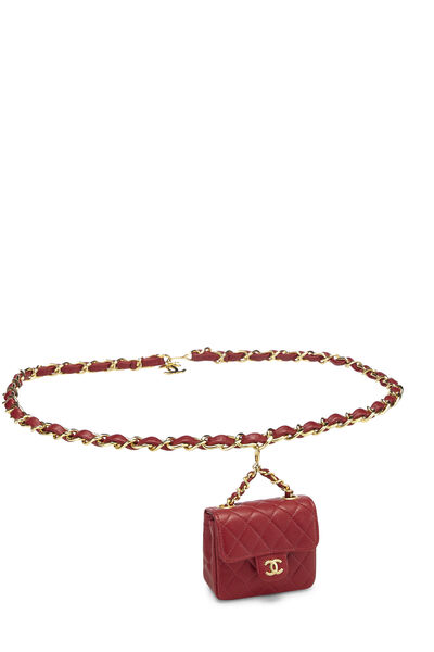 Red Quilted Lambskin Belt Bag Micro, , large