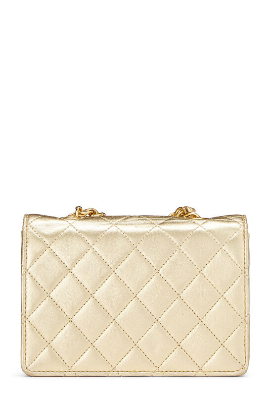 Chanel Metallic Gold Quilted Lambskin Half Flap Micro 