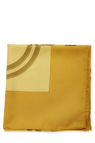 Yellow & Multicolor 'Brides de Gala' Silk Scarf 90, , large