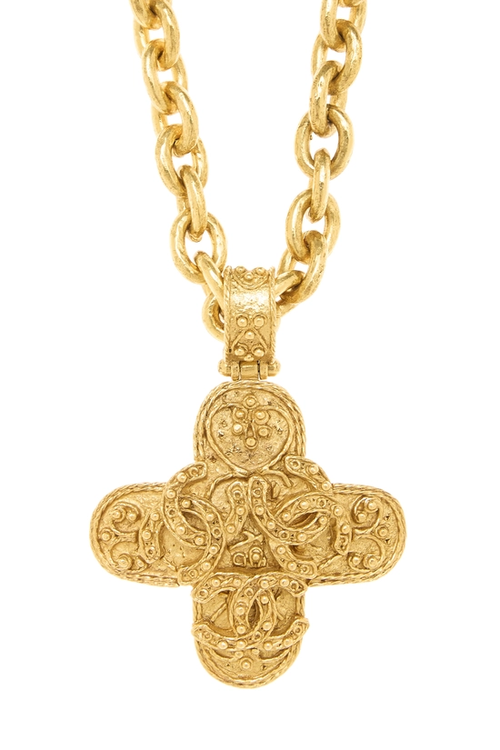 Gold Filigree Cross Necklace, , large image number 1