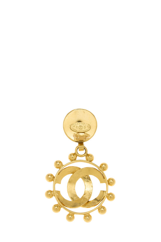 Gold 'CC' In Circle Dangle Earrings, , large image number 2