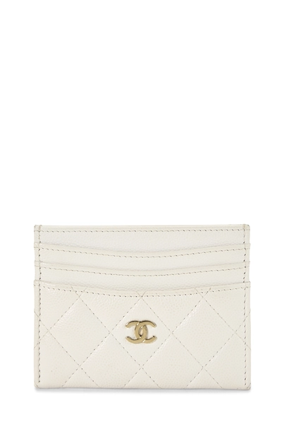 White Quilted Caviar Card Holder
