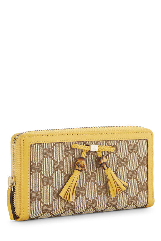 Pre-Owned Yellow Original GG Canvas Bamboo Zip Around Wallet  
