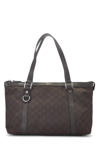 Gucci Brown GG Nylon Abbey Zip Tote