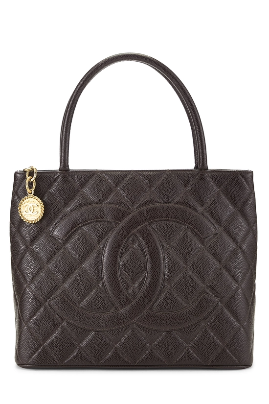 Brown Quilted Caviar Medallion Tote, , large image number 0