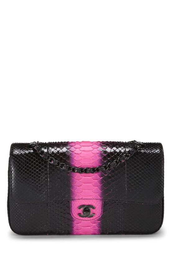 Black & Pink Python Classic Double Flap Medium, , large image number 0