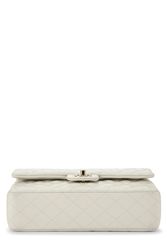 White Quilted Caviar Classic Double Flap Medium, , large image number 4
