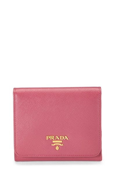 Pink Saffiano Compact Wallet