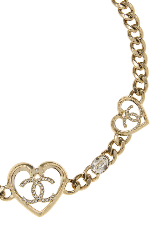 Gold Crystal 'CC' Heart Choker, , large image number 1