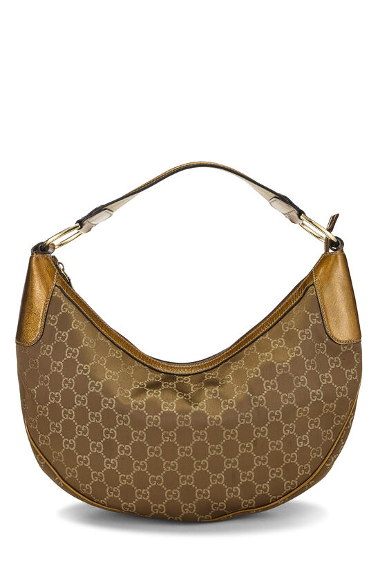 Gold Lurex Canvas Half Moon Hobo, , large image number 0