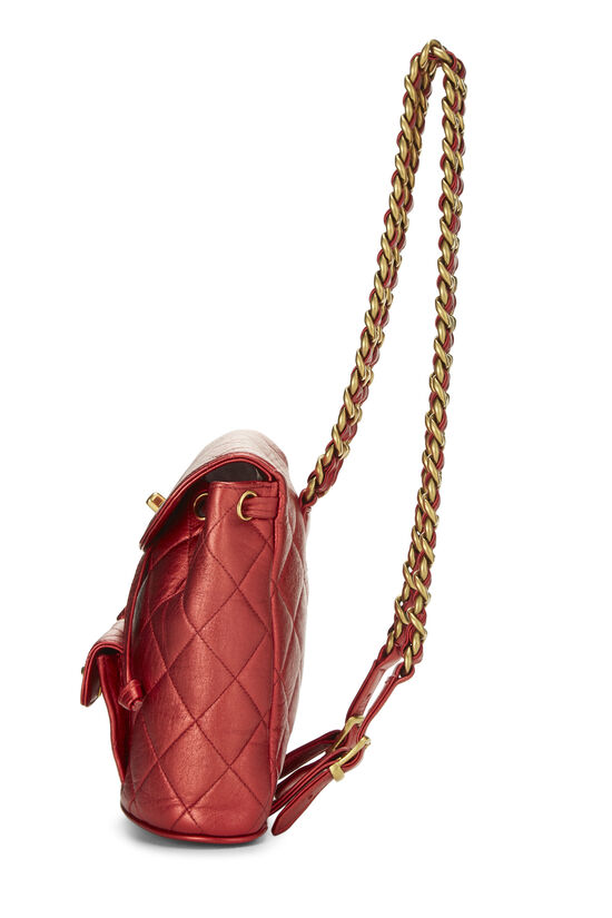 Red Metallic Leather Classic Backpack Mini, , large image number 2