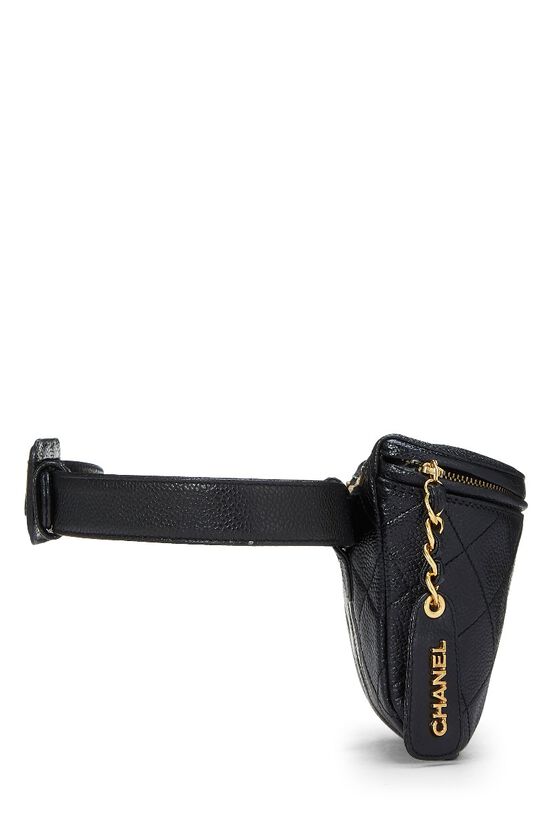 Black Quilted Caviar Belt Bag, , large image number 2