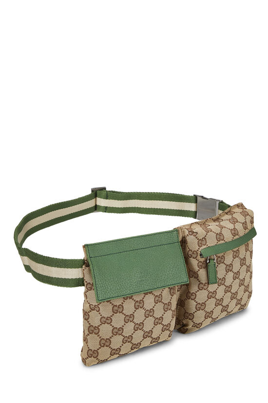 Green Original GG Canvas Web Double Pocket Waist Pouch, , large image number 1