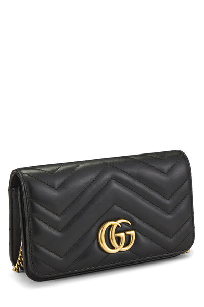 Black Leather GG Marmont Mini, , large