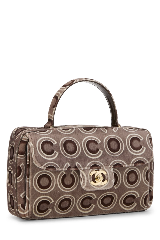 Brown Velvet Retro Coco Handle Bag, , large image number 1