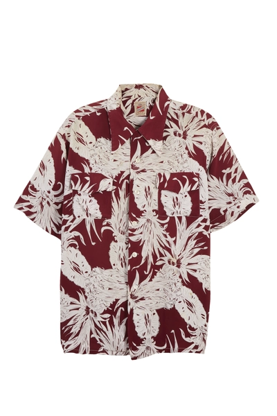 Burgundy Floral Ashfield Hawaiian Shirt