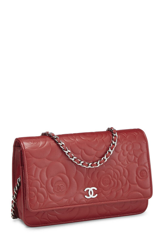 Red Lambskin Camellia Wallet on Chain (WOC), , large image number 3