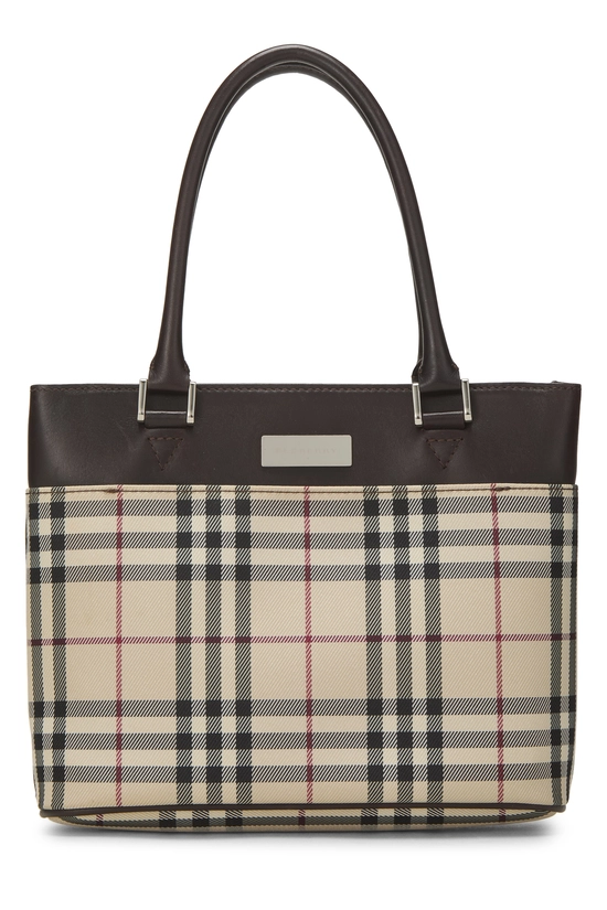 Brown Nylon Check Handbag Mini, , large image number 0