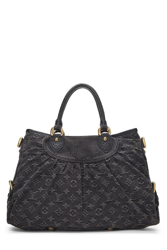 Louis Vuitton Monogram Denim Neo Cabby MM Shoulder Bag Black Auth