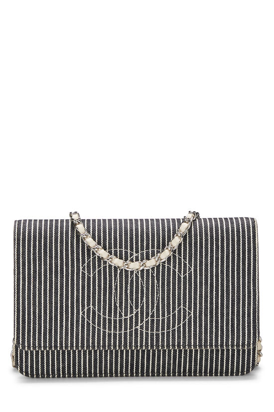 Black Striped Denim Timeless Wallet on Chain (WOC), , large image number 0