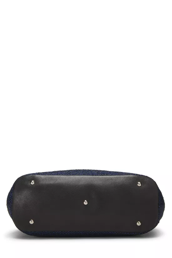 Navy Raffia 'CC' Shopping Tote Large, , large image number 4