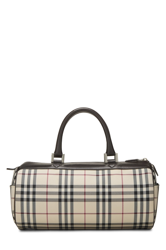 Brown Nylon House Check Roll Handbag Small, , large image number 3