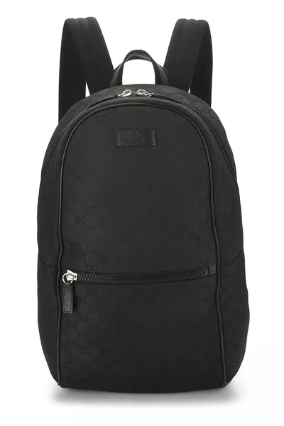 Black GG Nylon Slim Backpack