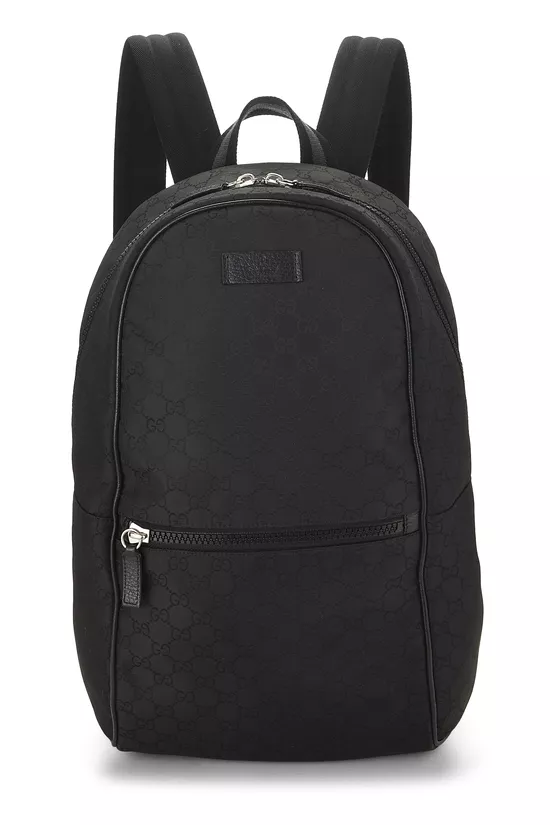 Black GG Nylon Slim Backpack, , large image number 0