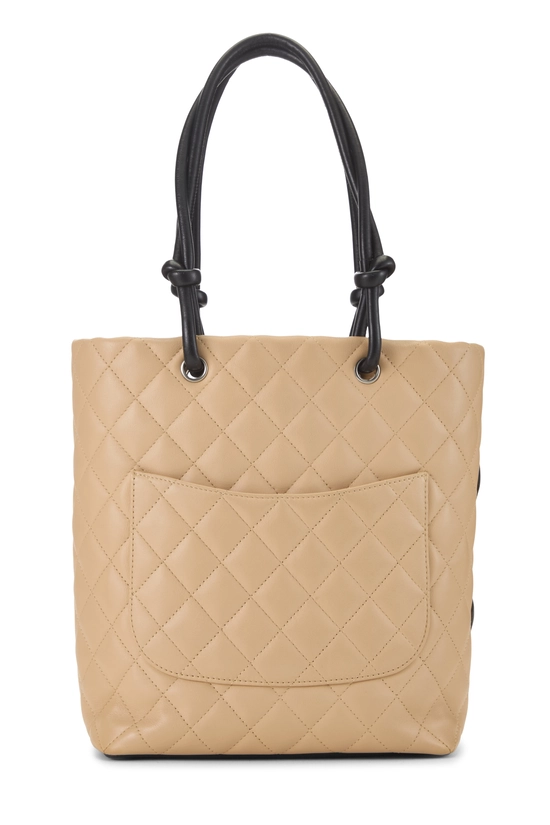 Beige Quilted Calfskin Cambon Tote Small, , large image number 3