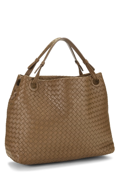 Brown Intrecciato Garda Tote Medium, , large