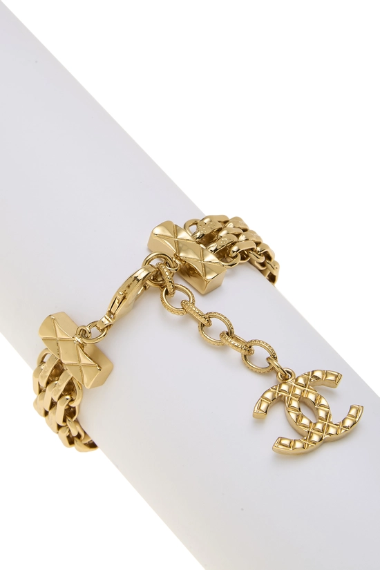 Gold Metal Flap Bag Bracelet, , large image number 1