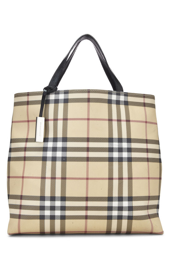 Burberry Shoulder Bag in Classic Check Coated Canvas and Dark