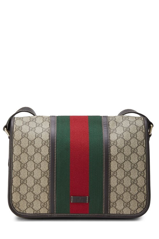 Gucci Web Flap Messenger Bag Gg Coated