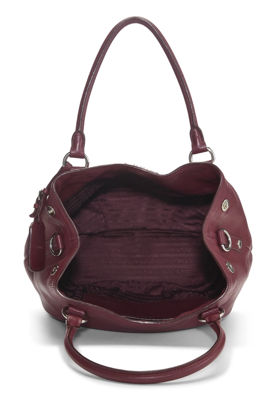 Burgundy Vitello Daino Sacca 2 Manici, , large image number 5