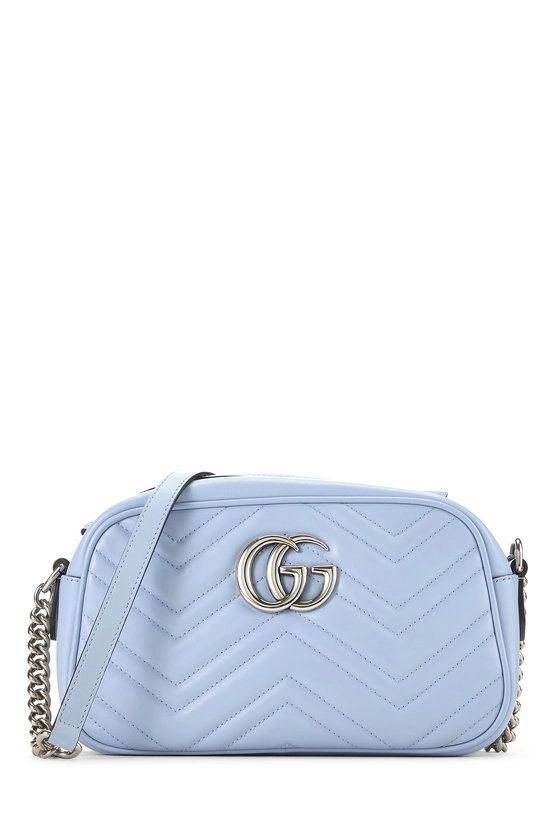 Blue Leather GG Marmont Crossbody Bag Small, , large image number 0