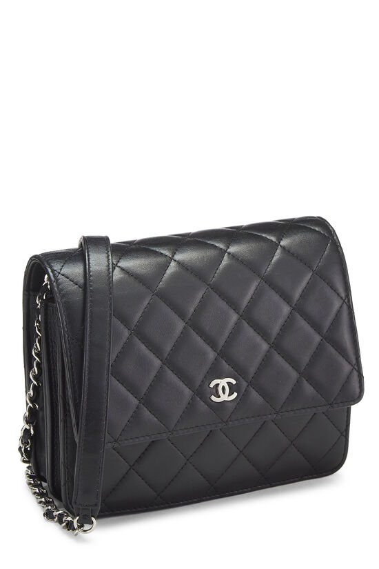 Black Quilted Lambskin Square Wallet on Chain (WOC), , large image number 3