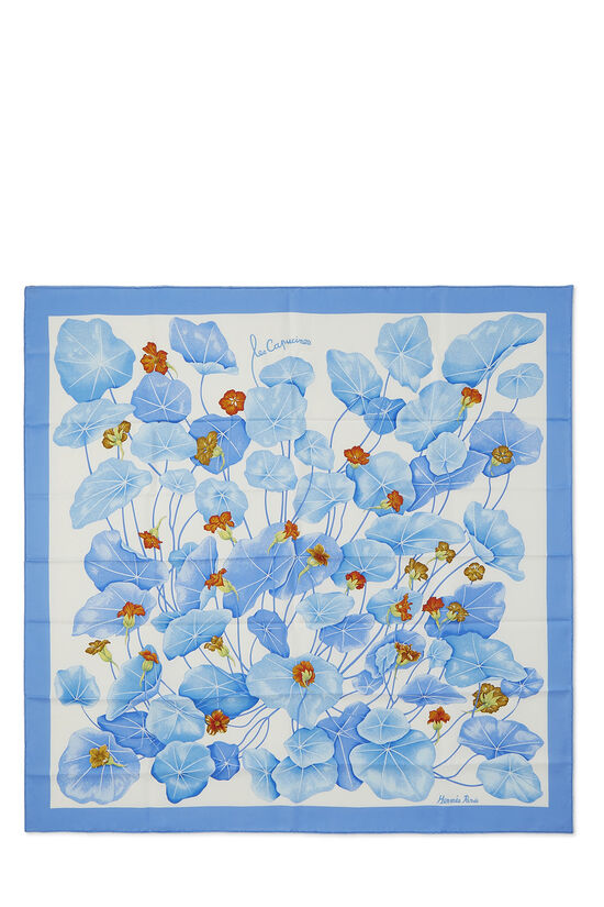 Blue & Multicolor 'Les Capucines' Silk Scarf 90, , large image number 0