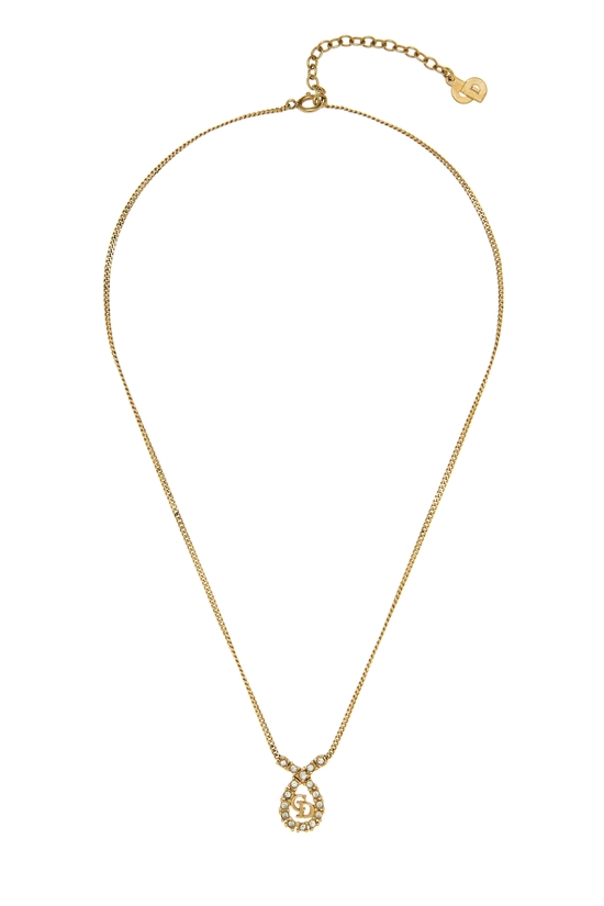 Gold Crystal 'CD' Necklace, , large image number 0