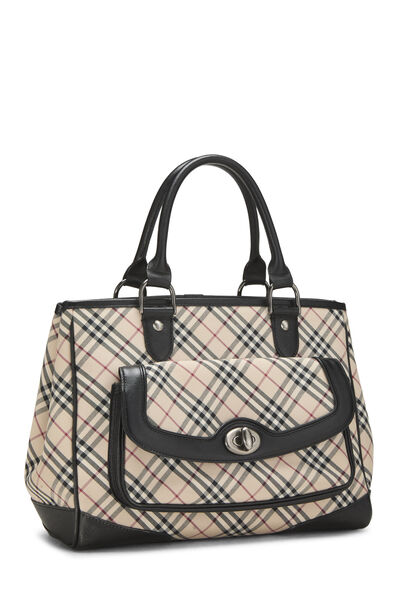 Black House Check Jacquard Turnlock Handbag, , large