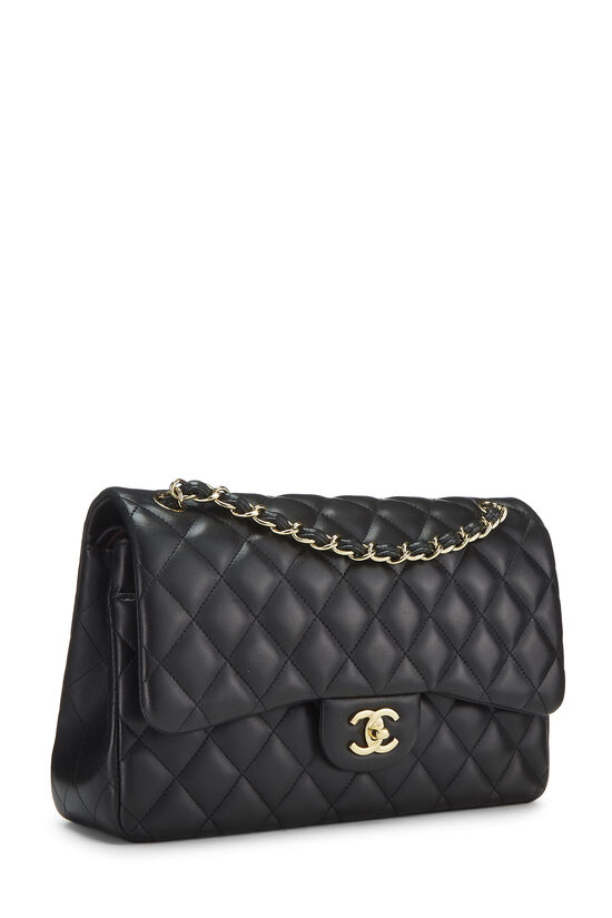 Black Quilted Lambskin New Classic Double Flap Jumbo