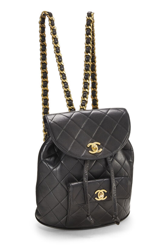 Pre-owned Chanel 1994-1996 Diamond-quilted Flap Backpack In Black
